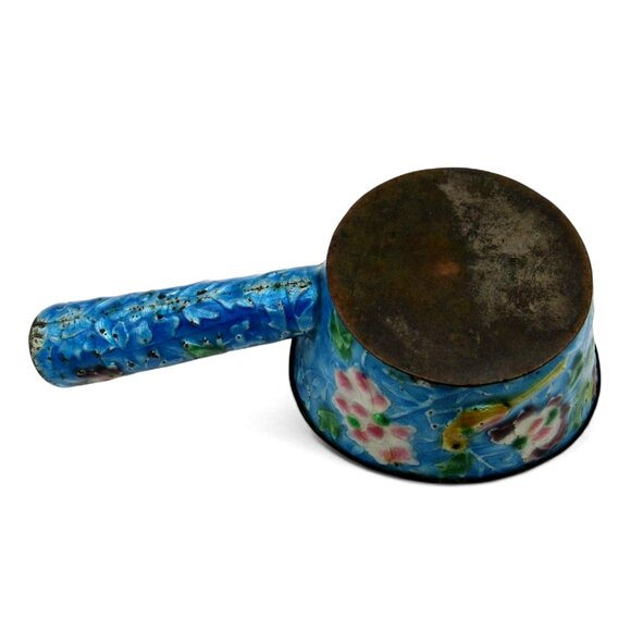 Cloisonne Silk Iron Scoop Floral And Bird Motif Chinese Vintage - Picture 8 of 11